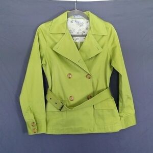 Old Navy Lime Green Double Breasted Belted Coat/Jacket Size Xsmall EUC